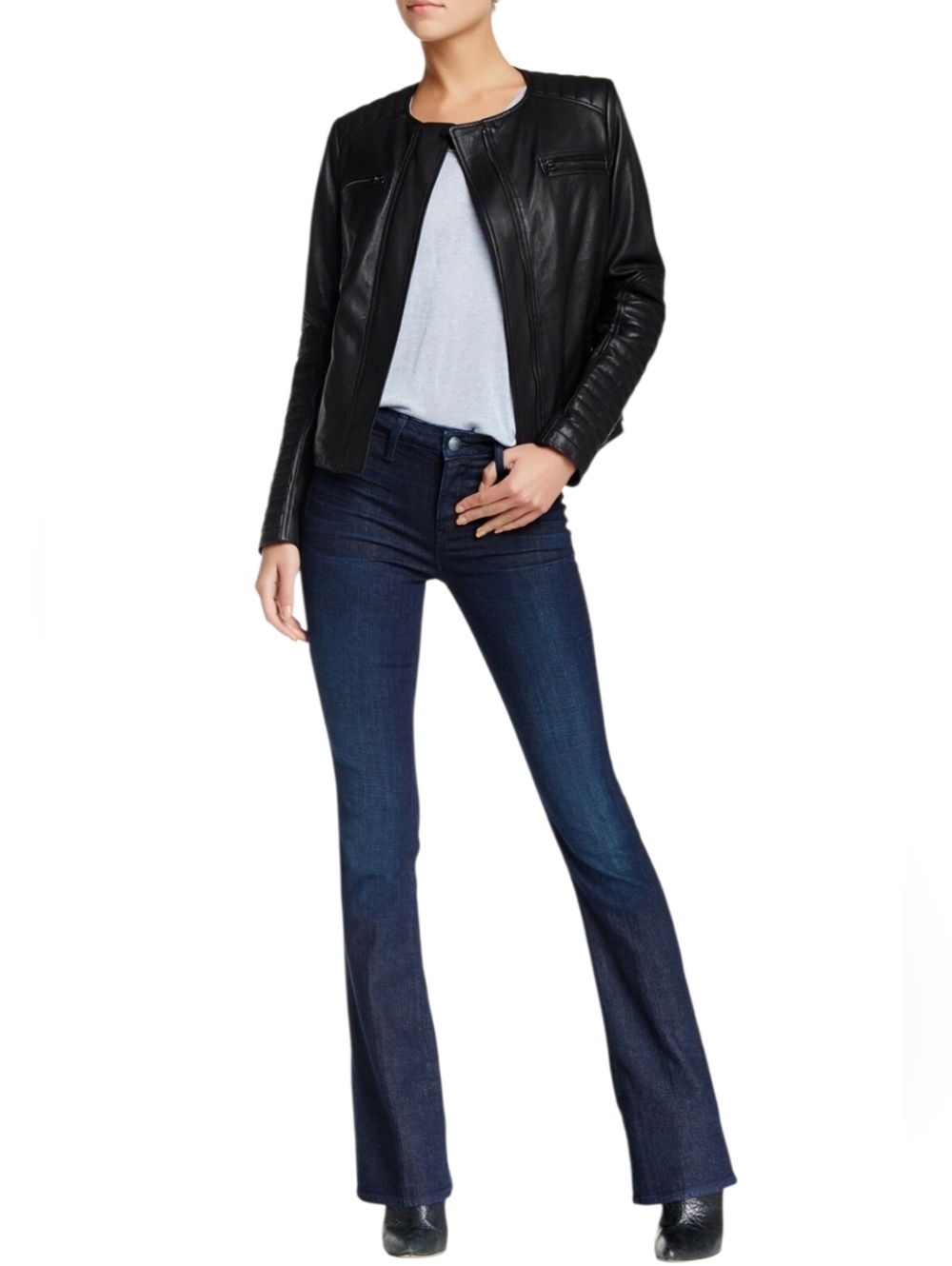 Vince Taylor High Rise Bootcut Dark Resin Crease Jeans Closet Staple Basic Essen